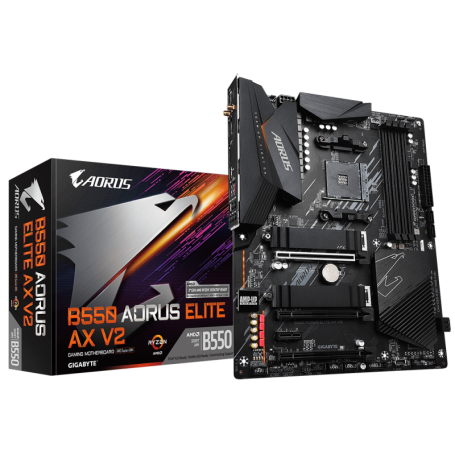 Gigabyte B550 AORUS ELITE AX V2 - ATX Socket AM4 AMD B550 - DDR4 - PCI-Express 4.0 16x - LAN 2.5 GbE - WIFI6