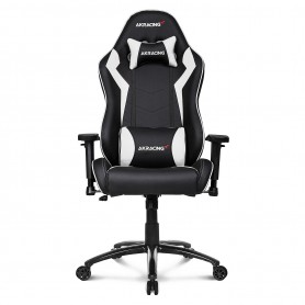 AKRacing SX WHITE - Siège Gaming - Siège en similicuir dossier réglable à 180° et accoudoirs 3D - Noir&Blanc - Garantie5/10ans