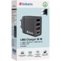 Chargeur secteur Verbatim GaN 3x ports USB-A + 1x port USB-C 30W (Noir)