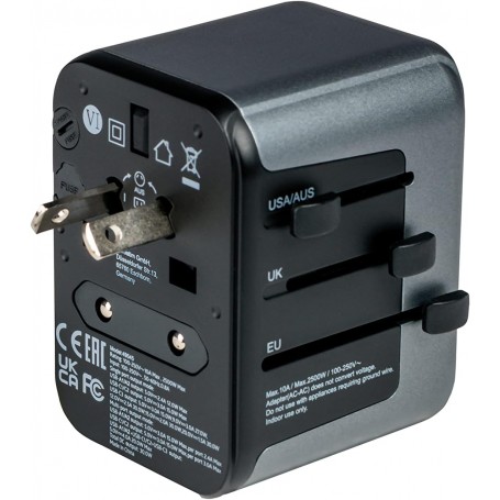 Verbatim Adaptateur de Voyage Universel UTA‑03 avec 2 Ports USB‑A et 3 Ports USB-C - 30Watts