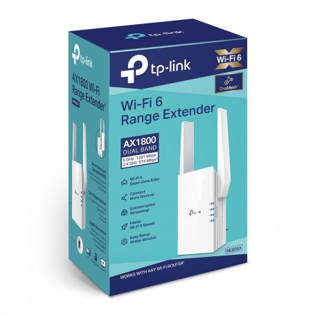 Répéteur Amplificateur Wi-Fi - TP-Link RE605X (AX1800) - WiFi 6AX/AC - RJ45 & WIFI