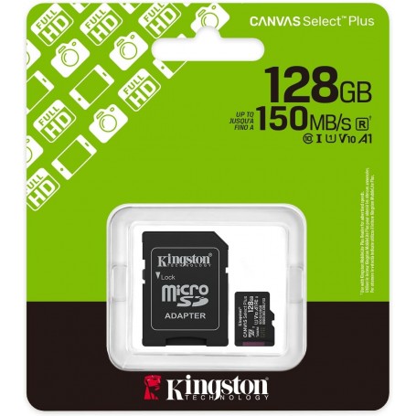 Kingston Canvas Select Plus Gen3 - Carte microSDXC - 128Go - Classe 10