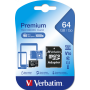 Carte mémoire Micro SD Verbatim Premium - 64Go avec adaptateur