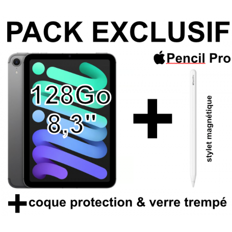 Pack iPad Mini 7 128Go - pencil Pro - coque